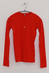 BASERANGE Hollow heart-shaped round neck slim long-sleeved T-shirt bottoming shirt TOHLS MY RED
